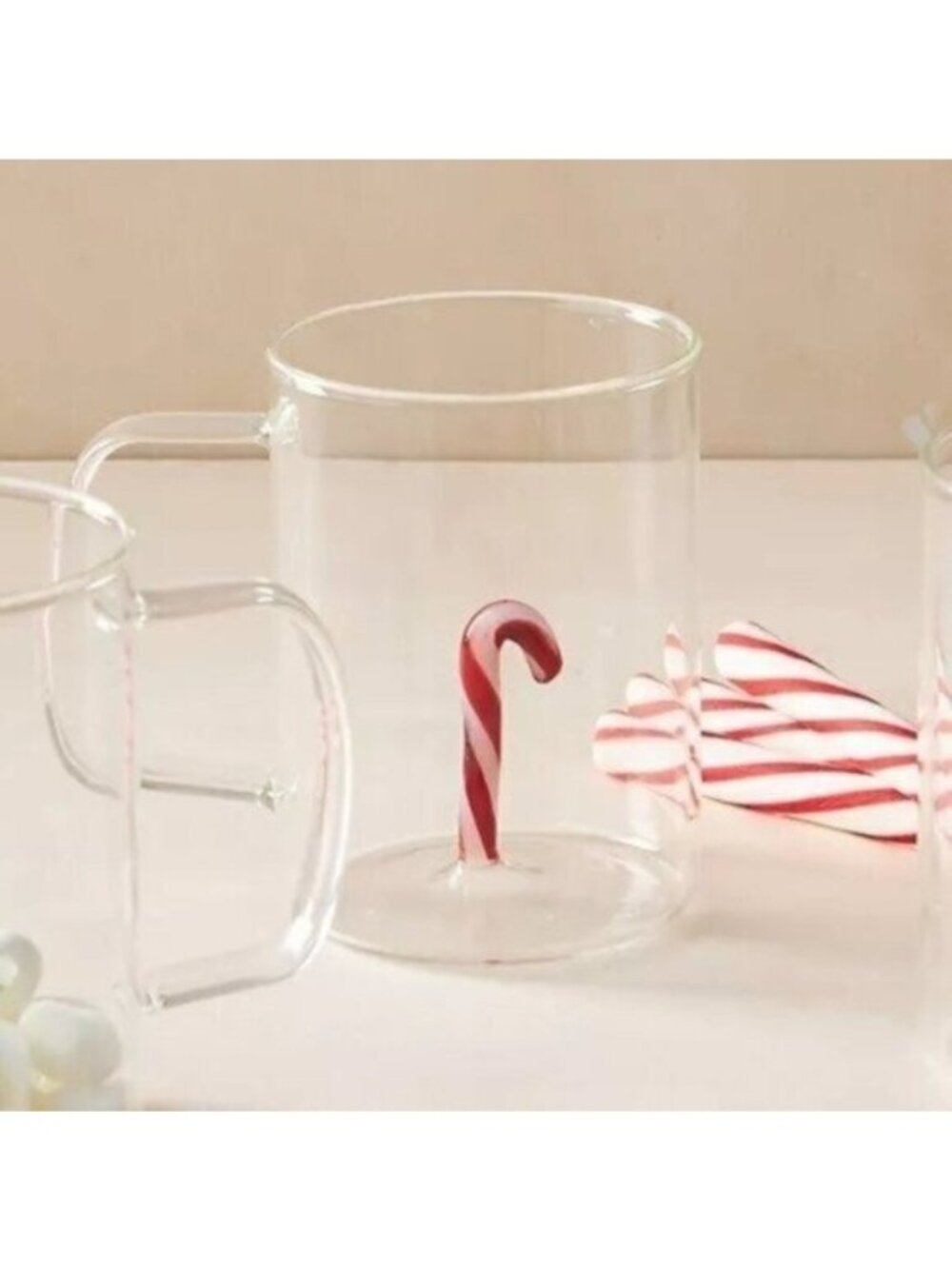 Anthropologie Ralphie Holiday Mug Candy Cane NEW Christmas Festive Glass